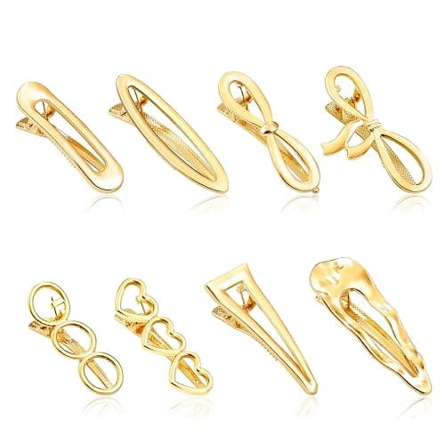 CWJCYTNSN 8 PCS Gold Hair Clips for Women, Metal Hair Barrettes, Small Hair Clips, Sweet Cute Snap Clips for Hair Styling - Image 1