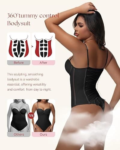 SHAPSHE Strapless Shapewear Corset Bodysuit Tops for Women Tummy Control V Neck Thong Body Shaper Going Out Outfits thumbnail 5