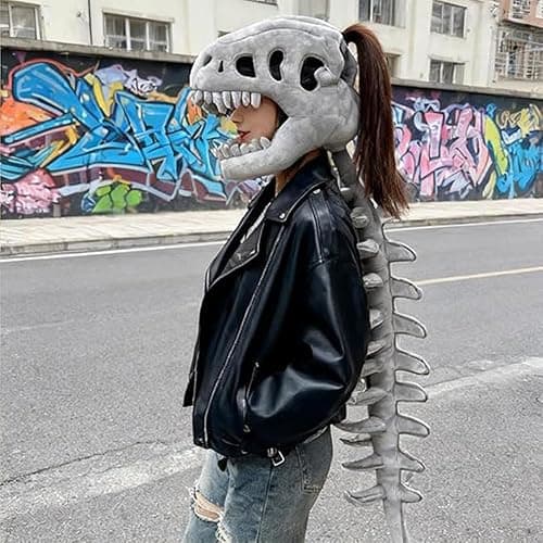 YLBUH Spinosaurus Plush Dino Outfit, 3D Outfit Halloween Fun Dinosaur Skeleton Plush Costume with Spine Extension for Parties thumbnail 4