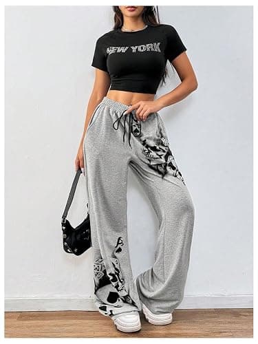 SOLY HUX Women's Y2k Sweatpants Drawstring Waist Straight Leg Gothic Grunge Pants Streetwear thumbnail 5