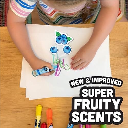 Scentos Scented Chisel Tip Markers 24 Pack, With Fruit Scent, 12 Assorted Colors, Different Fruity Each, Washable Markers, Marker for Kids, for Posters and Science Fairs, Super Washable Ink. thumbnail 5