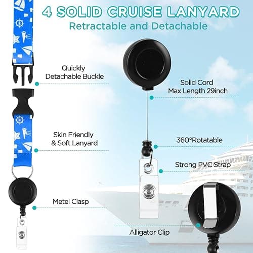 Cruise Ship Essentials Kit Include Cruise Luggage Tags Holder, Cruise Lanyards, Cruise Power Strip, Towel Bands and Clips, Waterproof Phone Bags for All Cruise Lines thumbnail 5