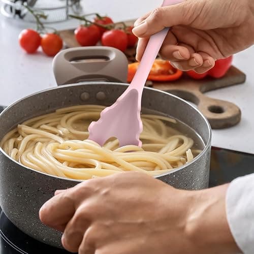 Silicone Cooking Utensils Set - 446°F Heat Resistant Kitchen Utensils,Turner Tongs,Spatula,Spoon,Brush,Whisk,Kitchen Utensil Gadgets Tools Set for Nonstick Cookware,Dishwasher Safe BPA Free(Pink) - Pink thumbnail 5