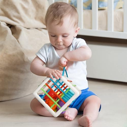 Aprilwolf Montessori Toys for 1 Year Old, Cube & 6 Sensory Shape Blocks, Baby Toys 12-18 Months, Developmental Infant Birthday Gifts for Learning Toddler Age 1 2 3 thumbnail 7