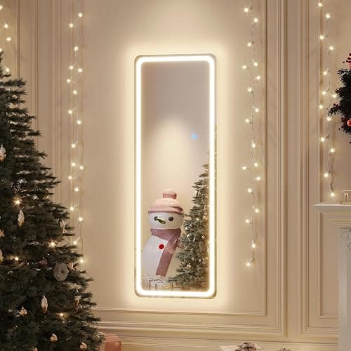 ZKIODV Full Length Mirror with Lights, LED Full Body Mirror, Wall Mirror with 3 Colors & Dimmable Lighting, Floor Standing Mirror for Bedroom & Living Room, Aluminum Frame - White, 160 x 50 cm thumbnail 9
