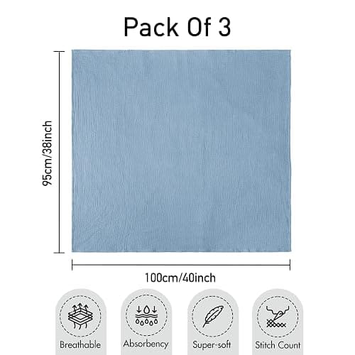GLLQUEN BABY Muslin Swaddle Blankets,3-Pack Receiving Blanket for Newborn Boys and Girls,Baby Swaddle Blanket Unisex, Elephant,Baby Essentials, Registry & Gift, 40 x 38 inches thumbnail 3
