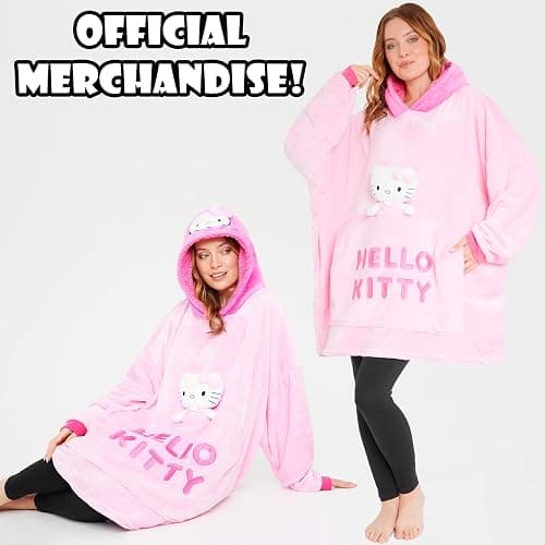 Hello Kitty Blanket Hoodie for Women Teens Wearable Blanket Sherpa Lined Fleece thumbnail 2