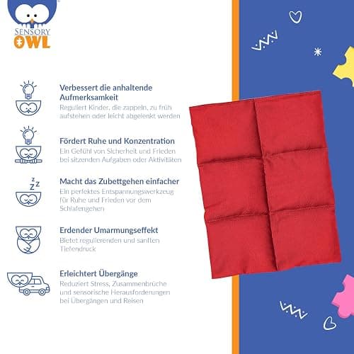 Sensory Owl Gewichtskissen Gewichtetes Schoßkissen Beschwertes Kissen Kinder Erwachsene Sensorisch Stressabbau Autismus ADHD Hilfsmittel Minky Stoff Glasgranulat 30 x 40 cm 2 kg  thumbnail 5