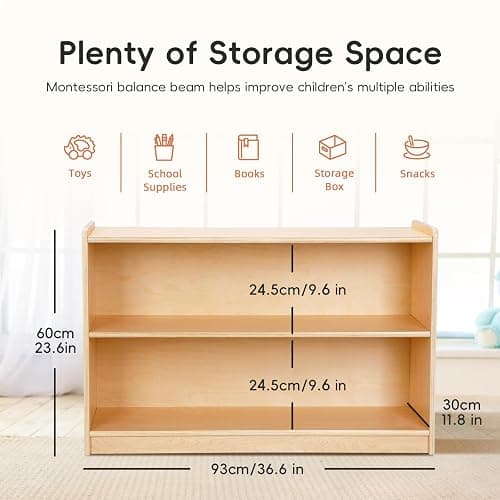 OOOK Montessori Shelf, Toy Organizers and Storage, 2-Tier Toddler Bookshelf Suitable for Classroom, Kindergarten, Kids Room, Playroom and Daycare Center thumbnail 3