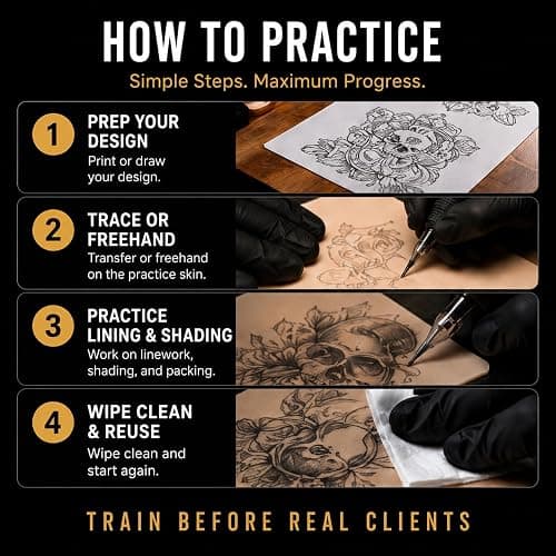 Blank Tattoo Practice Skin - Jconly 30Pcs Double Sides Fake Skin Tattoo Skin for Practicing, 8×6 in Soft Practice Skin for Beginners and Experienced Tattoo Artists… thumbnail 5