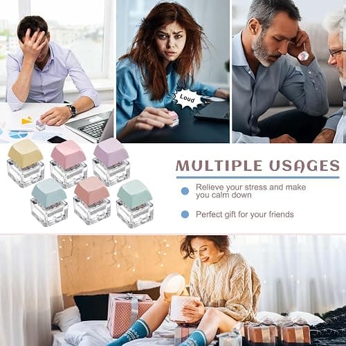 Taiyin 6 Pcs Keyboard Toy Clicker Keyboard Fidget Keychain Decompression Toys Button Stress Relief Gifts for Adult to Relief Stress Pass the Time (Nomal Style,Macaron Colors) thumbnail 6