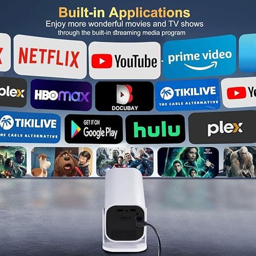 【Built-in APPS & Electric Focusing & 210° Rotation】Mini Projector With Wifi And Bluetooth, 1080P Portable Projector, Movie Projector for Bedroom, Supports Smartphones/TV Stick/iPad/PS5/Laptop/HDMI/USB thumbnail 3