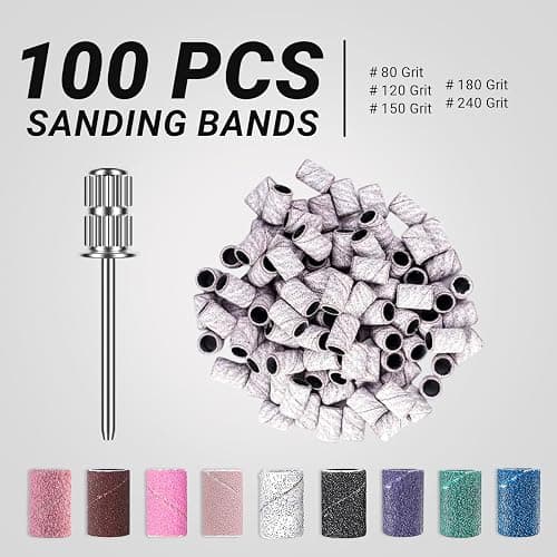 MelodySusie 100 Pcs Nail Drill Bits Sanding Bands for Nail Drill 240 Extreme Fine Grit Nail File Sanding Bands for Acrylic Nails Gel Manicures and Pedicure thumbnail 2