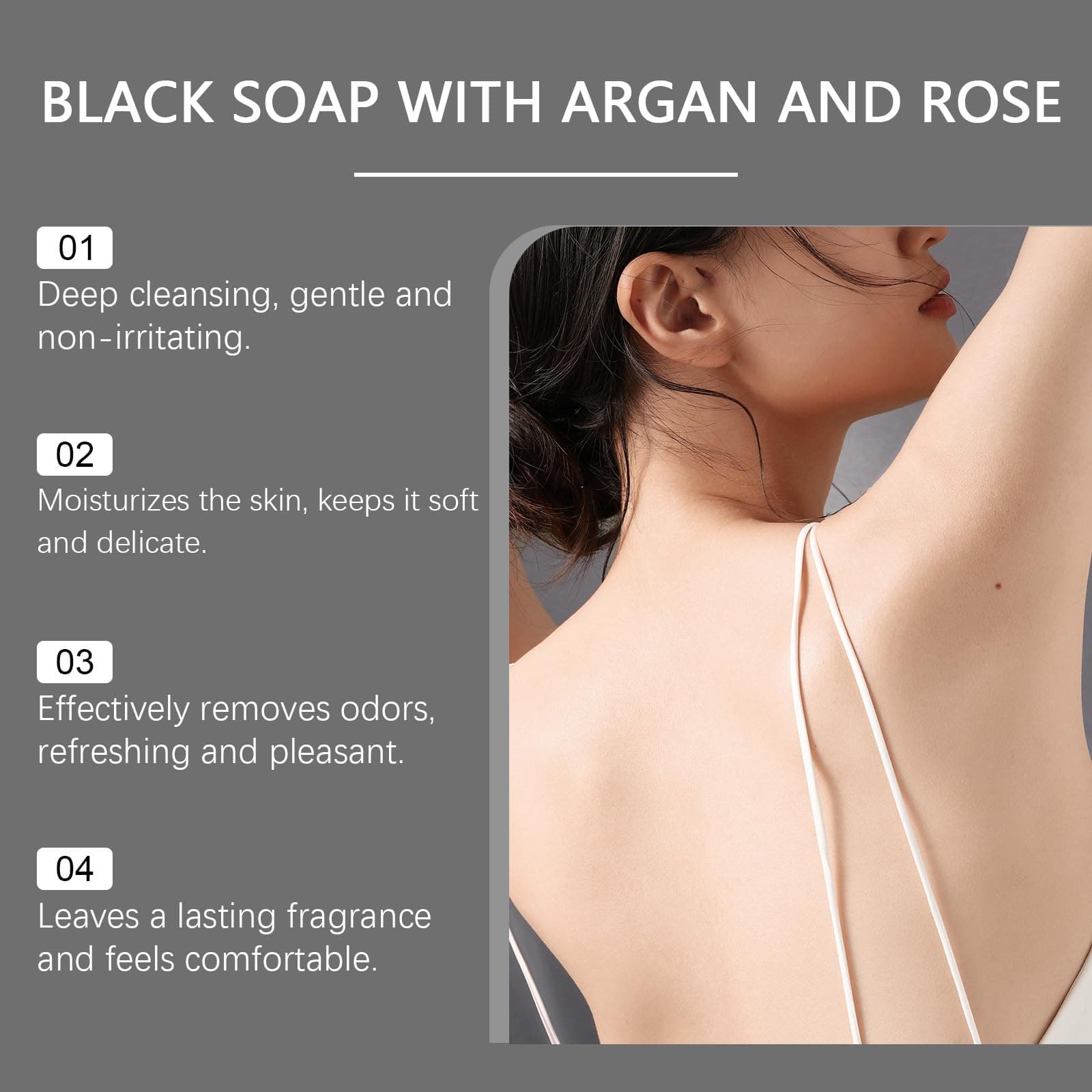 Morocco Black Soap – Exfoliating Body Scrub Bar with Argan and Rose for Deep Cleaning, Natural African Black Soap Suitable for All Skin Types (01) thumbnail 7