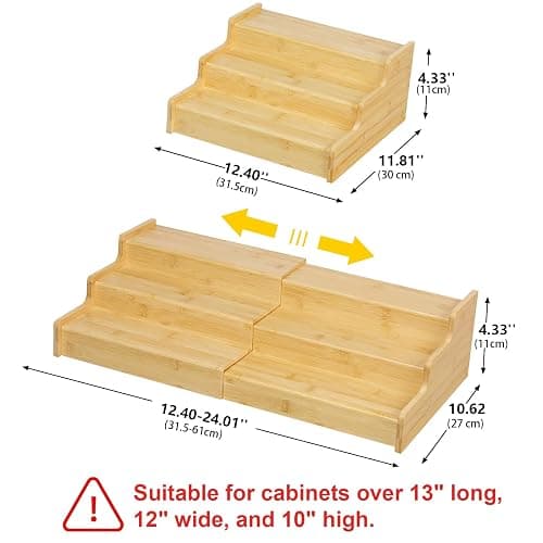 Hongtamoya 3-Tier Expandable Bamboo Mug Holder For Countertop Coffee Cup Holder Display Mug Organizer Mug Rack for Coffee Bar Organizer Mug Shelf for Cabinet for Kitchen, Home thumbnail 5