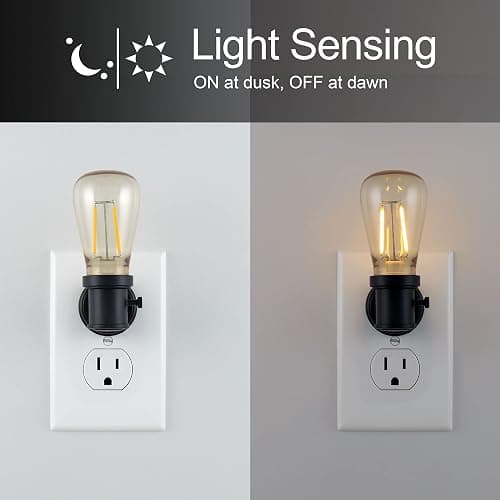 GE Vintage LED Edison Night Light, Plug-in, Dusk to Dawn, Farmhouse Decor, Mood Lighting, Home Decor, Ambient Lighting, LED Lights for Bedroom, Bathroom, Kitchen, Hallway, Black, 2 Pack, 71349 thumbnail 3