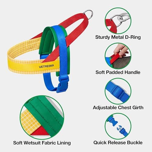VETRESKA MoMA Dog Harness for Medium Large Dogs, Easy Walk Dog Harness and Leash Set, No Pull Dog Vest Harness for Walking and Training, Adjustable, Take Control & Anti-Twist Pet Lead Combo(Yellow, M) thumbnail 4