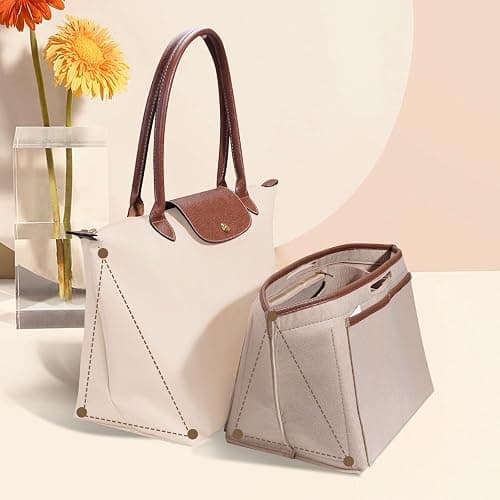 ZTUJO Premium Felt Longchamp Le Pliage Organizer Insert, Compatible with Longchamp Le Pliage Energy, Shoulder Bag, Top Handle, Xtra (Beige, Medium) thumbnail 2