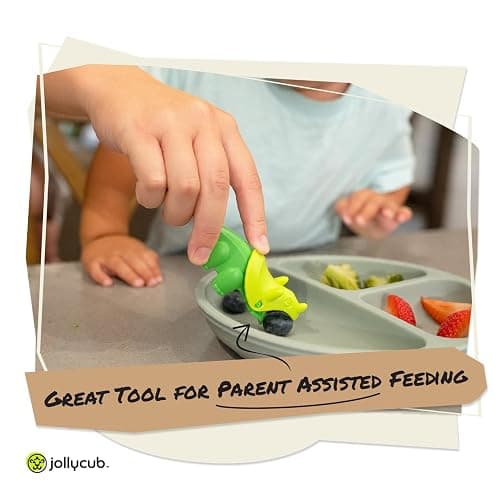 Jollycub® Interactive Toddler Utensils, Dino Chomperware™, Kids Silverware Set, BPA Free, Made in USA (Leafy Greens) thumbnail 7