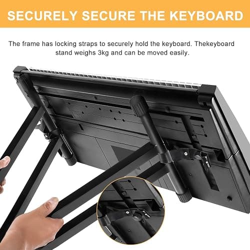 Trintion X Frame Music Keyboard Stand - 49cm-97cm Adjustable Universal Classic & Electronic Piano Stand with Locking Straps (7 Position Folding Height) thumbnail 5