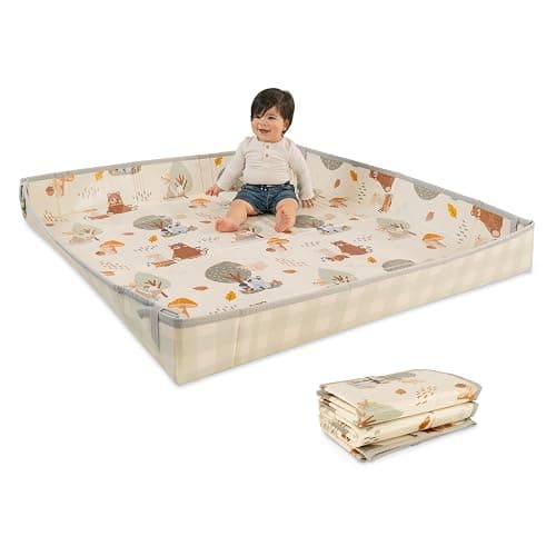 Infantino Faltbare Weiche Spielmatte, Sehr Groß, Leicht Transportierbar, Baby Spielzeug, Klappbare Seiten, Rutschfest Spieldecke für Babys und Kleinkinder, Woodland - Image 1