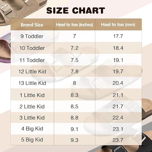 FITORY Boys Girls Glitter Slide Sandals, Cork Slipper with Adjustable Straps for Little Kid/Big Kid thumbnail 6