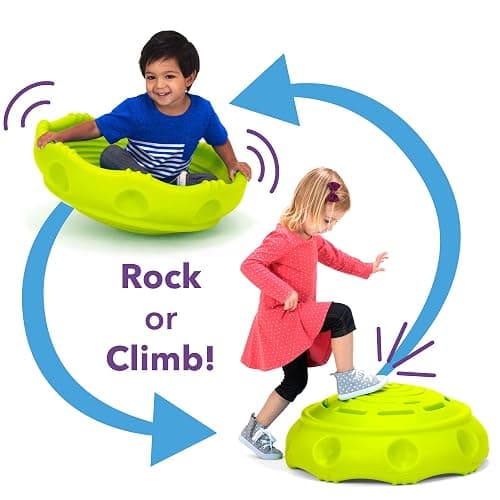 Simplay3 Two Sided Rock Around Wobble Disk and Climbing Dome 2 Pack for Toddlers and Kids - Rocking and Climbing - Indoor/Outdoor - Yellow/Green, Made in USA (2 Pack) thumbnail 7
