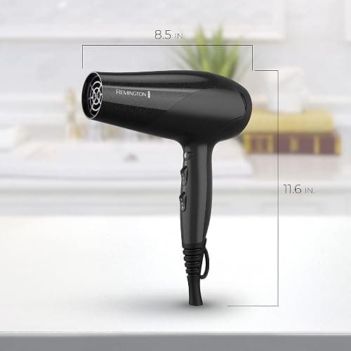 Remington Damage Protection Hair Dryer with Ceramic Ionic Tourmaline Technology, Black, Diffuser and Concentrator, 3 Piece Set thumbnail 7