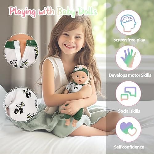 ARTST Baby Doll Clothes, 8 Set 14-16 inch Baby Doll Accessories Outfit with Headbands for 43cm New Born, 15 inch Bitty,18 inch Girls Boys(NO Doll) thumbnail 4
