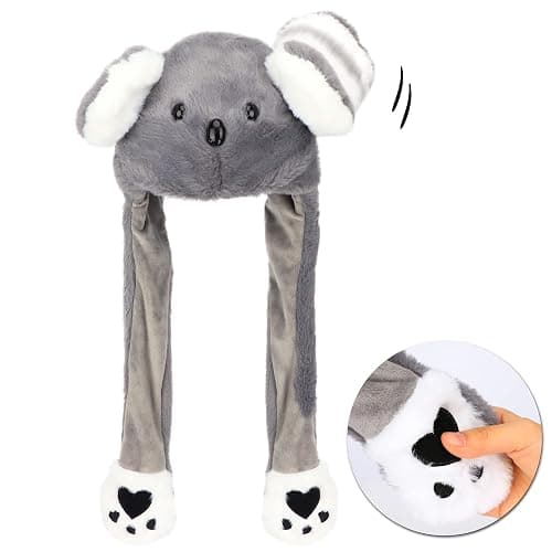 Bubblepompom Animal Hat with Ears Moving Jumping Pop Up Beating Hat Plush Holiday Cosplay Dress Up Funny Gift for Kids - Image 1