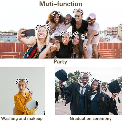 Beviliu Animals Ear Realistic Dalmatian Dog Ears Headband Fluffy Cat Bunny Pig Hairband Halloween Christmas Costume for Washing Makeup Cosplay Party thumbnail 5