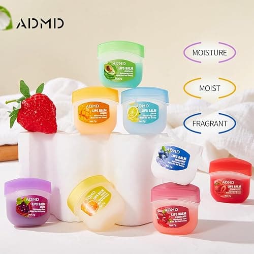 8-Pack Fruit Flavor Lip Balm Set, Mini Lip Mask for Daily Moisture & Overnight Care Helps Soothe Dry Lips thumbnail 6