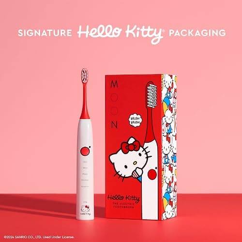 MOON x Hello Kitty Sonic Electric Toothbrush for Adults & Teens, 5 Smart Modes, Clean, White, Massage, Polish & Sensitive, Rechargeable, Travel Case, 2 Brush Heads, Industry-Leading 6 Week Charge thumbnail 4