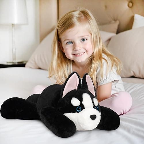 Niuniu Daddy 20" | 3.3 Pound Weighted Husky Stuffed Animals for Adults Kids, Weighted Stuffed Husky Dog Plush for Toddler, Fluffy Plushy Toy Body Pillow with Soft Fur for Present Christmas Birthday thumbnail 4
