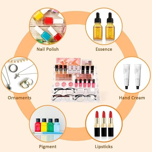 AumVum 6-Tier Nail Polish Organizer Rack, Acrylic Display Stand Holder for Nail Paint, Tattoo ink, Essential Oil, Sunglasses Storage for Salon Vanity Table, Home Decor, Holds 72 Bottles thumbnail 4