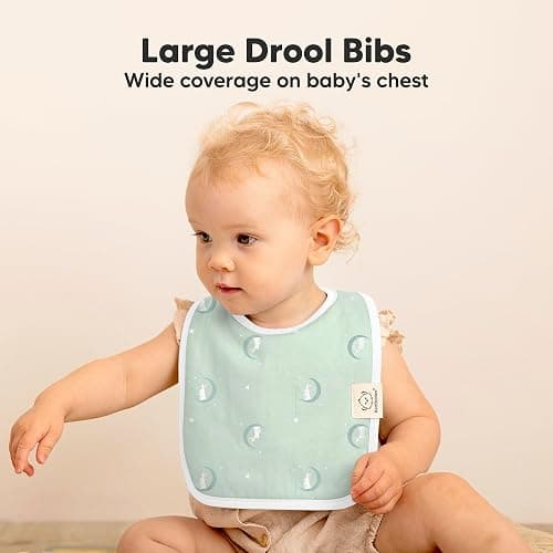 KeaBabies 8-Pack Organic Baby Bibs for Boys, Girls - Super Absorbent Cotton Drool Bibs for Baby Girl & Boy, Teething Toddler, Drooling Newborn, Ultra Soft & Machine Washable (Lunaris) thumbnail 3