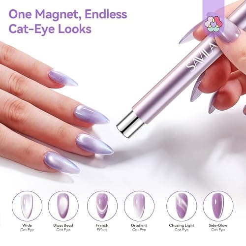 SAVILAND Ultrastarker Magnetischer Cat Eye Magnet: Doppelseitig Robuster Cat Eye Magnetstift für Nagel mit Runder Magnetperle Multifunktionaler Magnet für Cateye Gel Nagellack Salon Nageldesign Tools thumbnail 6