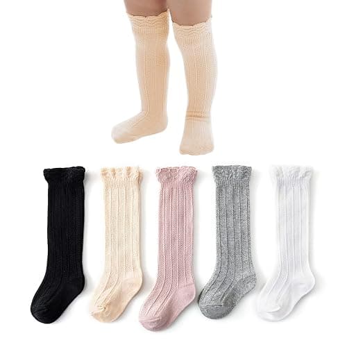 American Trends Baby Knee High Socks - Girls & Boys Newborn to Toddlers - Ruffled Tube Socks - Image 1
