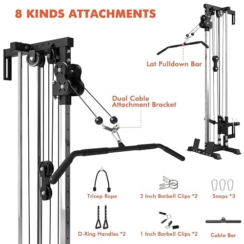 Mikolo Wall Mount Cable Station, Cable Crossover Machine with Dual Pulley System and 18 Adjustable Positions for Home Gym Fitness Equipment thumbnail 5