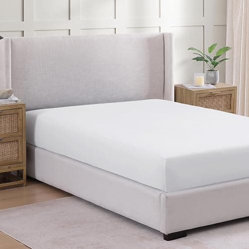 Fitted Sheet Double, White - Pre-Washed, Deep Pocket 14 inch (35 cm) - Easy Care - Soft Brushed Microfibre Fabric - Shrinkage and Fade Resistant - Bottom Sheet thumbnail 2