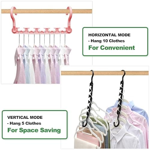 8-Pack-Closet-Organizers-and-Storage,Sturdy Organization-and-Storage-Hangers-Space-Saving for Wardrobe,Dorm-Room-Essentials for College Students Girls Smart Clothes Hanger Apartment Essentials thumbnail 9