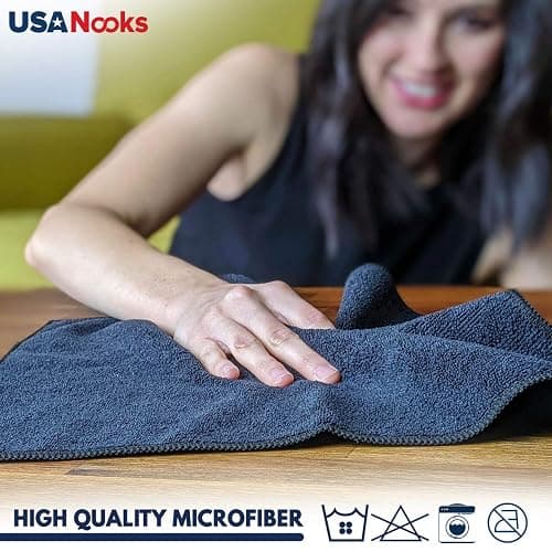 USANOOKS Microfiber Cleaning Cloth Grey - 12 Pcs (12.5"x12.5") - High Performance - 1200 Washes, Ultra Absorbent Microfiber Towel Weave Grime & Liquid for Streak-Free Mirror Shine - Car Washing Cloth thumbnail 8