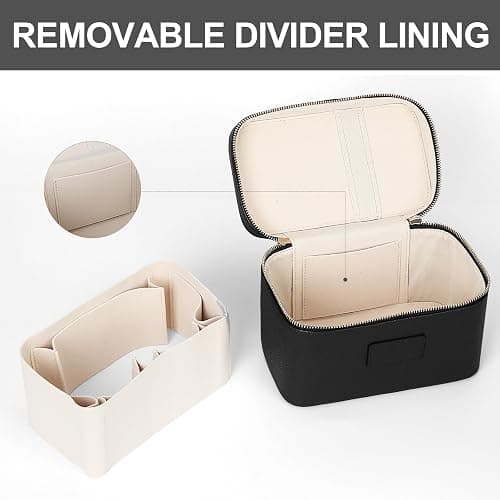 HiTotes Makeup Bag Vanity Case for Women Leather Cosmetic Bag Travel Toiletry Bags Portable Makeup Organizer Case thumbnail 5