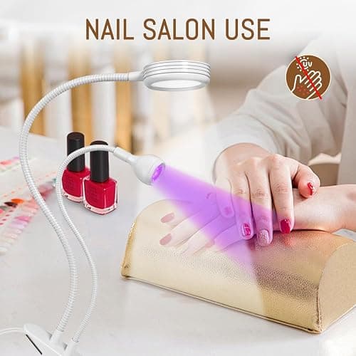 AORAEM LED Nail Lamp Double-Headed UV LED Light Quicky-Dry Duck Neck UV Lamp Dryer Curing Light with Portable Gooseneck and Clamp Flash Cure U V Light for Gel Nails Professional Home DIY Salon White thumbnail 8