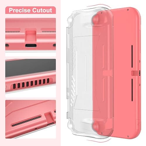 innoAura Switch Lite Case 18-in-1 Accessories Bundle for NS Switch Lite (2019), with Protective Carrying Case, Game Holder, Screen Protector & Cute Thumb Grips, Coral thumbnail 5