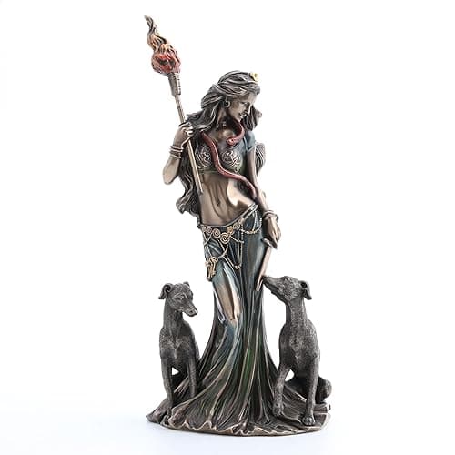 Veronese Design 13 3/8 Inch Hecate Greek Goddess of Magic with her Hounds Cold Cast Resin Sculpture Bronze Finish - Image 1