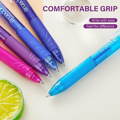 ParKoo 20 Colors Retractable Erasable Gel Pens Clicker, Fine Point 0.7 mm, Make Mistakes Disappear, Comfort Grip for Drawing Writing Planners and Crossword Puzzles thumbnail 8