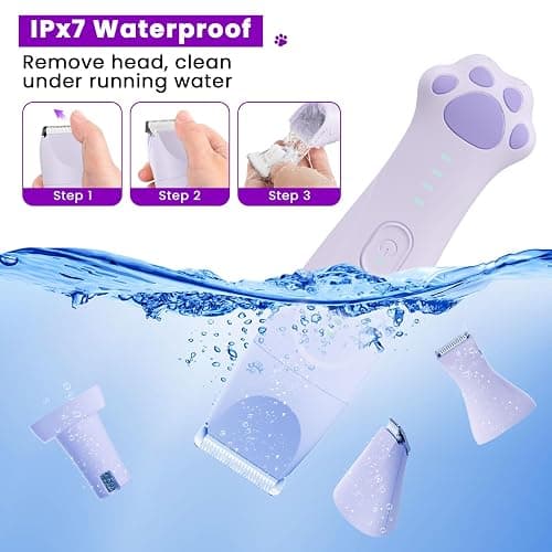 Veeconn Dog Paw Trimmer - 4-in-1 Dog Clippers Grooming Kit with Low Noise & IPX7 Waterproof Design Includes Comb Paw Trimmer Nail Grinder - Rechargeable & Cordless Pet-Friendly Clipper (Purple) thumbnail 6