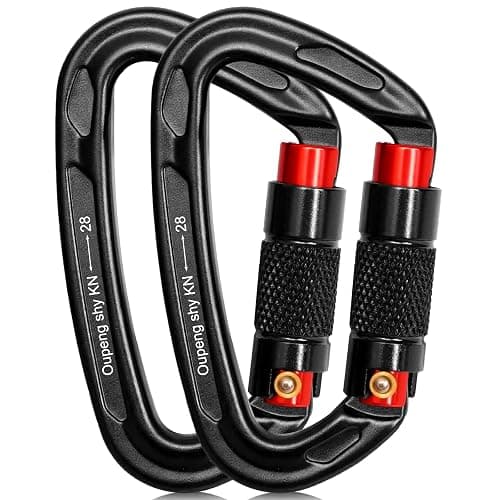 Auto Locking Carabiner Clips - 28KN (6172lbs) Heavy Duty Caribeaners ，2PCS Large Carabiner Clip for Keychains，Hammock，Camping, Gym, Hiking, Outdoor ，Dog Leash - Image 1
