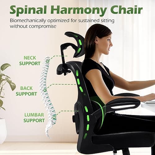 AreShark Office Chair Ergonomic Desk Chairs with Adjustable Lumbar Support& Headrest Hanger, High Back Breathable Mesh Chair with Wheels, Rolling Swivel Comfy Task Computer Chair for Home Work Gaming thumbnail 6